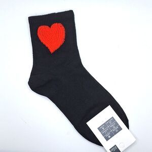 Black ribbed Red Heart ankle socks